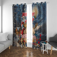 Merry Christmoose Window Curtain Santa Claus Riding Moose Starry Night - Wonder Print Shop