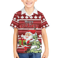 Personalized Canada Christmas Family Matching Off Shoulder Short Dress and Hawaiian Shirt Maple Leaf Pattern - Wonder Print Shop