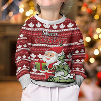 Canada Christmas Kid Ugly Christmas Sweater Maple Leaf Pattern - Wonder Print Shop
