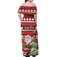 Personalized Canada Christmas Off Shoulder Maxi Dress Maple Leaf Pattern - Wonder Print Shop
