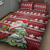 Canada Christmas Quilt Bed Set Maple Leaf Pattern - Wonder Print Shop