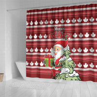 Canada Christmas Shower Curtain Maple Leaf Pattern
