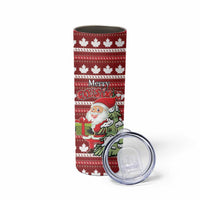 Personalized Canada Christmas Skinny Tumbler Maple Leaf Pattern - Wonder Print Shop