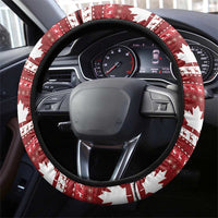 Canada Christmas Steering Wheel Cover Maple Leaf Pattern - Wonder Print Shop