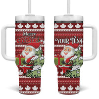 Personalized Canada Christmas Tumbler With Handle Maple Leaf Pattern - Wonder Print Shop