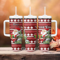 Personalized Canada Christmas Tumbler With Handle Maple Leaf Pattern - Wonder Print Shop