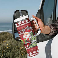 Personalized Canada Christmas Tumbler With Handle Maple Leaf Pattern - Wonder Print Shop