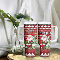 Personalized Canada Christmas Tumbler With Handle Maple Leaf Pattern - Wonder Print Shop