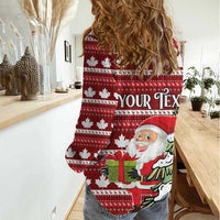 Personalized Canada Christmas Women Casual Shirt Maple Leaf Pattern - Wonder Print Shop