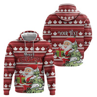 Personalized Canada Christmas Zip Hoodie Maple Leaf Pattern - Wonder Print Shop