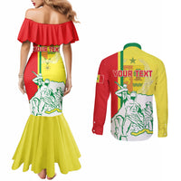 Senegal Independence Day Couples Matching Mermaid Dress and Long Sleeve Button Shirt Un Peuple Un But Une Foi 64th Anniversary