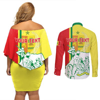 Senegal Independence Day Couples Matching Off Shoulder Short Dress and Long Sleeve Button Shirt Un Peuple Un But Une Foi 64th Anniversary - Wonder Print Shop