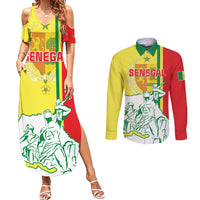 Senegal Independence Day Couples Matching Summer Maxi Dress and Long Sleeve Button Shirt Un Peuple Un But Une Foi 64th Anniversary - Wonder Print Shop