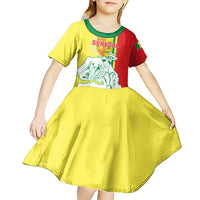 Senegal Independence Day Kid Short Sleeve Dress Un Peuple Un But Une Foi 64th Anniversary - Wonder Print Shop