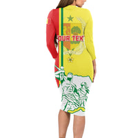 Senegal Independence Day Long Sleeve Bodycon Dress Un Peuple Un But Une Foi 64th Anniversary - Wonder Print Shop