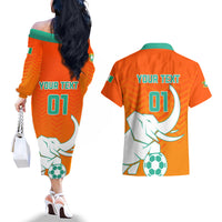 Ivory Coast Football Couples Matching Off The Shoulder Long Sleeve Dress and Hawaiian Shirt Go Les Elephants - Wonder Print Shop