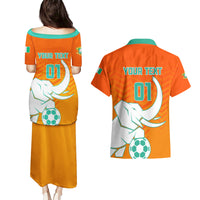 Ivory Coast Football Couples Matching Puletasi and Hawaiian Shirt Go Les Elephants - Wonder Print Shop