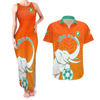 Ivory Coast Football Couples Matching Tank Maxi Dress and Hawaiian Shirt Go Les Elephants - Wonder Print Shop