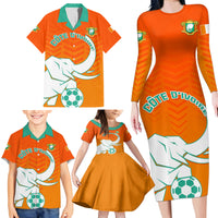 Ivory Coast Football Family Matching Long Sleeve Bodycon Dress and Hawaiian Shirt Go Les Elephants - Wonder Print Shop