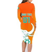 Ivory Coast Football Family Matching Long Sleeve Bodycon Dress and Hawaiian Shirt Go Les Elephants - Wonder Print Shop