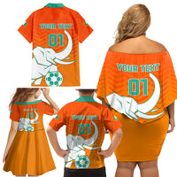 Ivory Coast Football Family Matching Off Shoulder Short Dress and Hawaiian Shirt Go Les Elephants - Wonder Print Shop