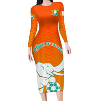 Ivory Coast Football Long Sleeve Bodycon Dress Go Les Elephants - Wonder Print Shop