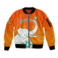 Ivory Coast Football Sleeve Zip Bomber Jacket Go Les Elephants - Wonder Print Shop