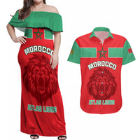 Morocco Football Couples Matching Off Shoulder Maxi Dress and Hawaiian Shirt Go The Atlas Lions - Wonder Print Shop