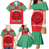 Morocco Football Family Matching Mermaid Dress and Hawaiian Shirt Go The Atlas Lions - Wonder Print Shop