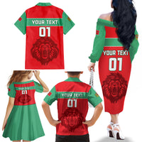 Morocco Football Family Matching Off Shoulder Long Sleeve Dress and Hawaiian Shirt Go The Atlas Lions - Wonder Print Shop