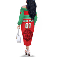 Morocco Football Family Matching Off Shoulder Long Sleeve Dress and Hawaiian Shirt Go The Atlas Lions - Wonder Print Shop