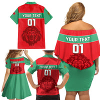 Morocco Football Family Matching Off Shoulder Short Dress and Hawaiian Shirt Go The Atlas Lions - Wonder Print Shop