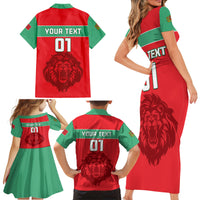 Morocco Football Family Matching Short Sleeve Bodycon Dress and Hawaiian Shirt Go The Atlas Lions - Wonder Print Shop