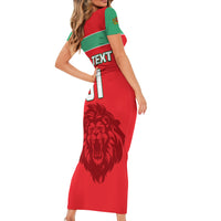 Morocco Football Family Matching Short Sleeve Bodycon Dress and Hawaiian Shirt Go The Atlas Lions - Wonder Print Shop