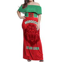 Morocco Football Off Shoulder Maxi Dress Go The Atlas Lions - Wonder Print Shop