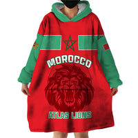 Morocco Football Wearable Blanket Hoodie Go The Atlas Lions - Wonder Print Shop