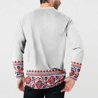 Panama Pollera Traditional Pattern Button Sweatshirt