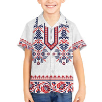 Panama Pollera Traditional Pattern Family Matching Off Shoulder Short Dress and Hawaiian Shirt