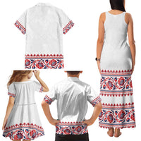 Panama Pollera Traditional Pattern Family Matching Tank Maxi Dress and Hawaiian Shirt