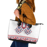 Panama Pollera Traditional Pattern Leather Tote Bag