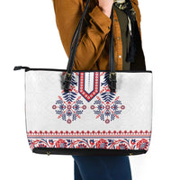 Panama Pollera Traditional Pattern Leather Tote Bag