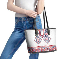 Panama Pollera Traditional Pattern Leather Tote Bag