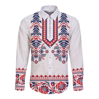 Panama Pollera Traditional Pattern Long Sleeve Button Shirt