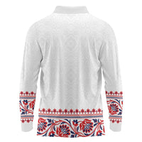 Panama Pollera Traditional Pattern Long Sleeve Polo Shirt