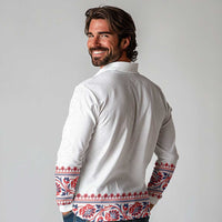 Panama Pollera Traditional Pattern Long Sleeve Polo Shirt
