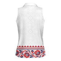 Panama Pollera Traditional Pattern Women Sleeveless Polo Shirt