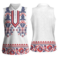 Panama Pollera Traditional Pattern Women Sleeveless Polo Shirt