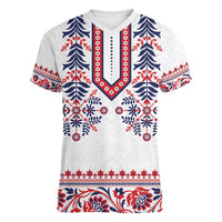 Panama Pollera Traditional Pattern Women V-Neck T-Shirt