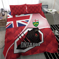 Canada Ontario Province Bedding Set Black Bear Flag Stylized