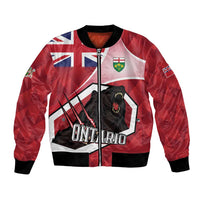 Personalized Canada Ontario Province Bomber Jacket Black Bear Flag Stylized